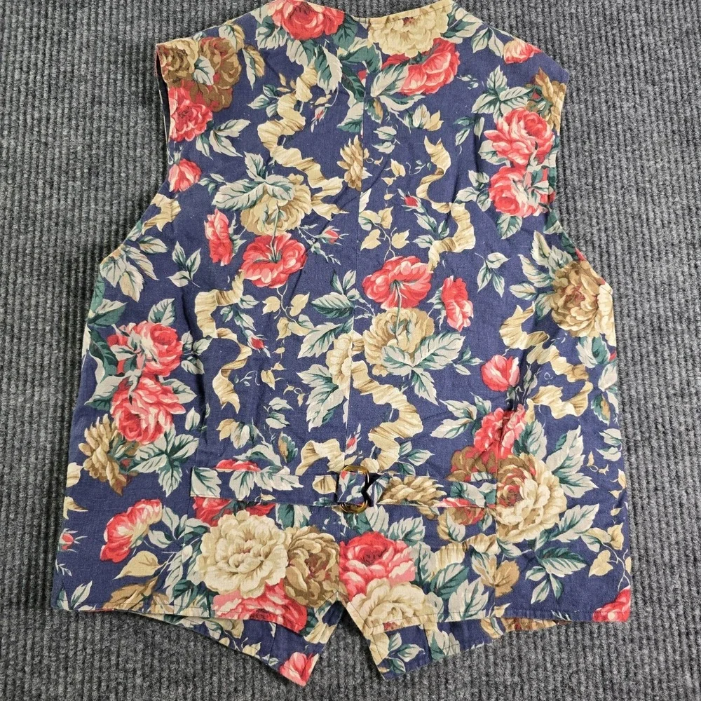 Vintage Kenneth‎ Gordon Silk Floral Vest Buttons-up Size 12 Women